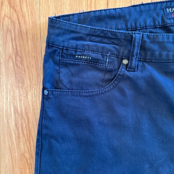 Hackett London Bespoke Navy Blue Men Pants Size 36R Button Fly 5 Pocket layout - Picture 4 of 9